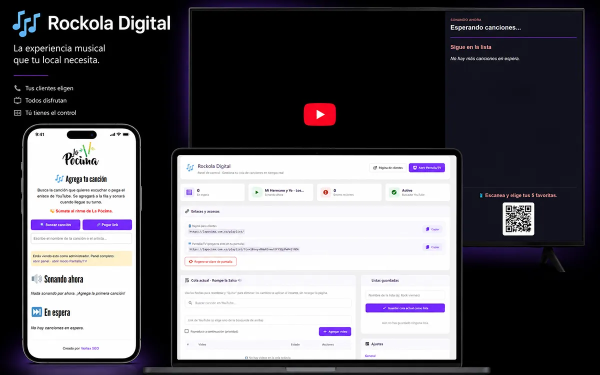 Rockola Digital — proyecto desarrollado por VortexSEO